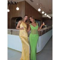 Vestido Largo de Seda para Mujer Elegante, Sin Mangas, Espalda Descubierta, Hombros Descubiertos - details 23