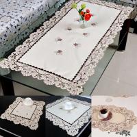 ENCE Mantel rectangular, ovalado, cuadrado, blanco de alta calidad, decoración floral para restaurante, 1 pieza - details 0