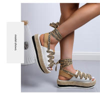 2025 ¡Novedades transfronterizas! Sandalias de plataforma de talla grande para mujer, correa de tobillo, cuerda de cáñamo, plataforma de Punta abierta, zapatos de mujer romanos Casuales - details 13
