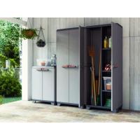Armario de estilo alto | Armario alto de almacenamiento | Resina | 2 puertas y 3 estantes regulables en altura | Color Gris/Negro | 173 x 68 x 39 cm - details 16