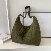 Bolso de hombro de tela suave con cremallera, bolso de compras de Color sólido de estilo informal, bolsa de almacenamiento, bolso ajustable para las axilas, escuela - details 8