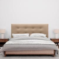 Cabecero de Polipiel o Tela Pro con 2 hileras de Botones y Patas Cabezal tapizado Cama Lujo (150x105cm con Patas (Camas 150/160), Tela Beige) - details 23