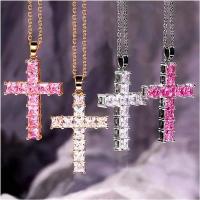 Nuevos Colgantes de Moda Colgante de Cruz de Jesús de Cristal Multicolor Dorado para Mujer - details 0