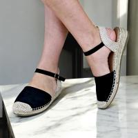 Zapatos de Verano de Lona de Yute con Tacón de Cuña Bajo y Hebilla Sencilla - details 11