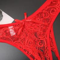 Lencería Sexy para mujer, bragas transparentes con abertura en la entrepierna, tangas con lazo sólido, ropa interior de encaje - details 8