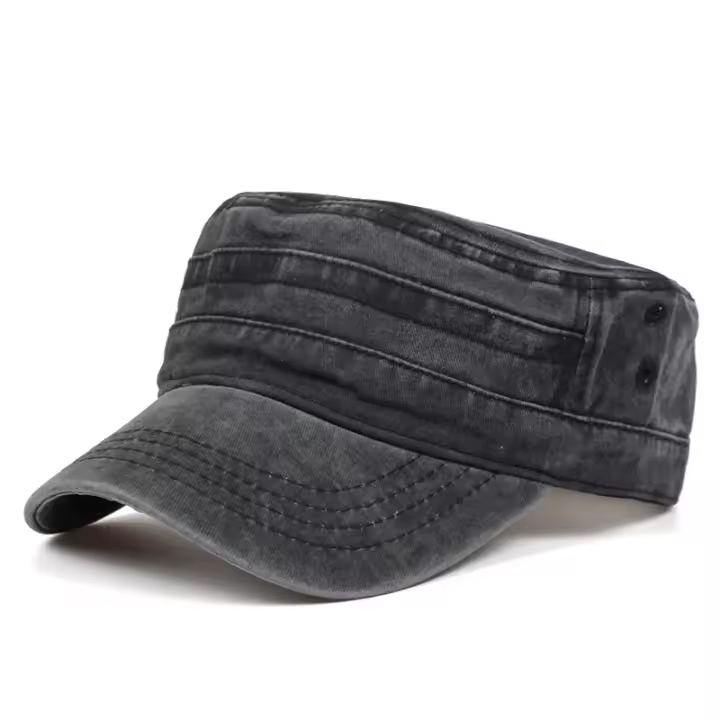 Gorras y sombrero lavados clásicos Vintage con parte superior plana para hombre, gorra ajustable ajustada más gruesa, sombreros militares cálidos de invierno para hombres - 1