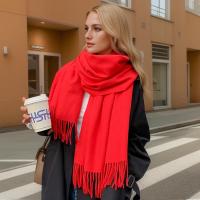 Bufanda de Cachemira de Color liso para mujer, chales gruesos y cálidos de Pashmina con borlas, manta femenina, Hijab, 2024 - details 8