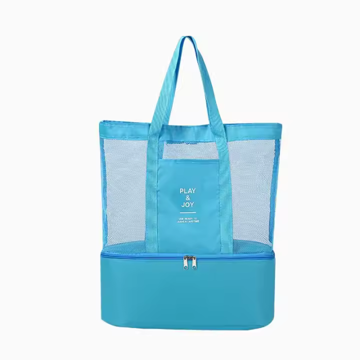 Bolsa de malla de viaje separada para artículos de tocador de playa, bolsa de baño grande, estuche de almacenamiento de cosméticos, bolsa de Camping de Picnic - 1