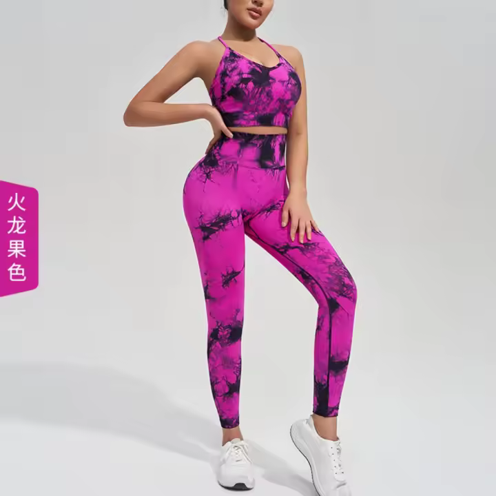 Ropa de Yoga Tie-Dye Pantalones Elásticos Transpirables para Deportes al Aire Libre - 1