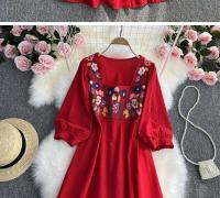 Primavera/Verano mujer viaje vacaciones Vintage largo estilo étnico bohemio bordado cintura atar algodón y vestido - details 2