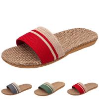 Zapatillas de casa a la moda, chanclas, zapatos de mujer, zapatillas de lino, sandalias de playa, zapatos planos transpirables de verano, sandalias a rayas - details 0