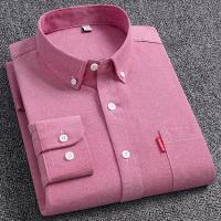 Camisas Oxford de manga larga para hombre, 100% algodón, Color sólido, cuello vuelto, ajuste Regular, ropa diaria para hombre, camisas de fácil cuidado para hombre - details 10