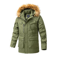 Chaqueta gruesa con capucha a prueba de viento para hombre, Parka cálida de lana con cuello de piel, abrigo informal clásico de marca, moda de invierno, 2024 - details 5