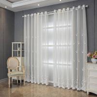 Cortinas de dormitorio, 2 piezas, cortina decorativa bordada para sala de estar, blanco - details 2