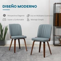 Juego de dos sillas de comedor modernas para cocina, con asiento tapizado de piel sintética y patas de madera, ideal para sala de estar y dormitorio - details 5