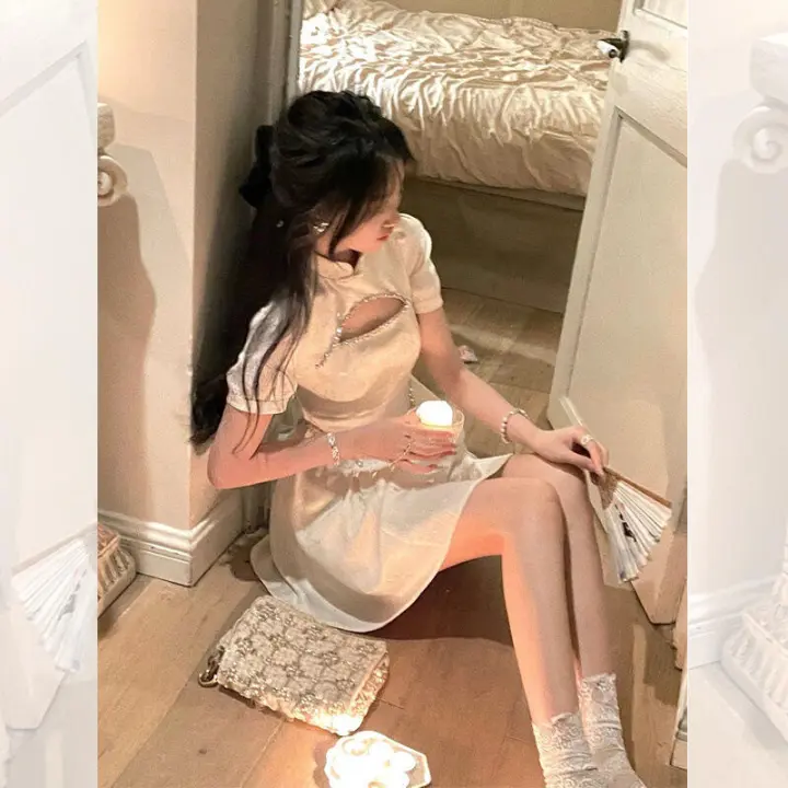 Elegante Vestido Cheongsam Renovado 2025 Estilo Francés Adelgazante Alta Moda de Verano para Mujeres - 1
