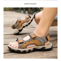 Sandalias de piel de vaca de primera capa para exteriores, sandalias de senderismo de verano, zapatos de playa con punta abierta - details 8