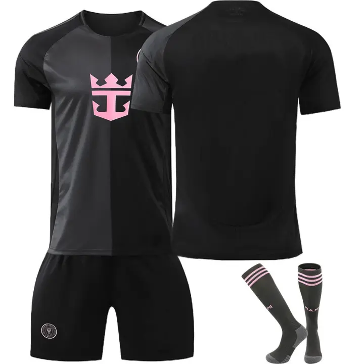Los adultos2526 Miami Away Jersey 9 Suárez No. 10 Messi Traje Negro Adulto Niños Uniforme de Fútbol Transfronterizo - 1