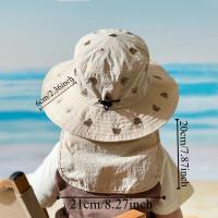 Gorro panamá Kawaii para niños, protección del cuello, bordado de dibujos animados, sombrero para el sol para bebé, protector solar, sombrero de pescador de verano de secado rápido para niñas - details 0