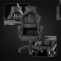 Silla de Gaming Azul y Negra, Silla Ergonómica de Oficina con Respaldo Regulable de 90 °   un 120 ° , con reposacabezas, reposabrazos y soporte lumbar. Rotación omnidireccional de 360° ° - details 31
