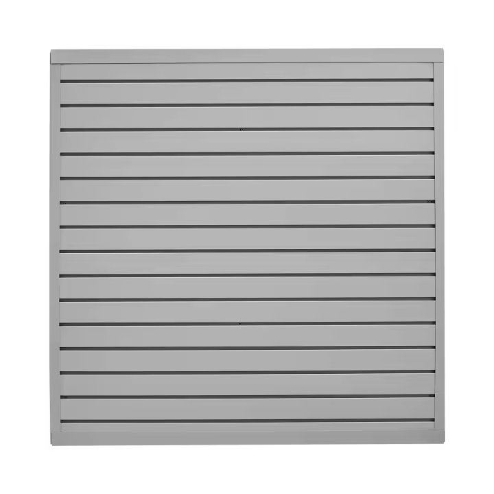 SucceBuy Paneles de pared de listones - Panel de listones de PVC para garaje de 4 x 4 pies, diseño modular, pared de listones gris, panel ajustable fácil de instalar con estructura de acoplamiento y corte DIY - 1