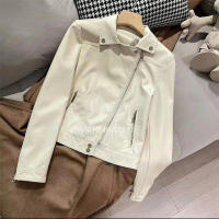 Chaqueta de Cuero Beige de Estilo Clásico Manga Larga, Cremallera, Primavera Otoño 2025 - details 0