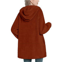 Chaqueta casual con botones de bolsillo y capucha polar para mujer - details 14