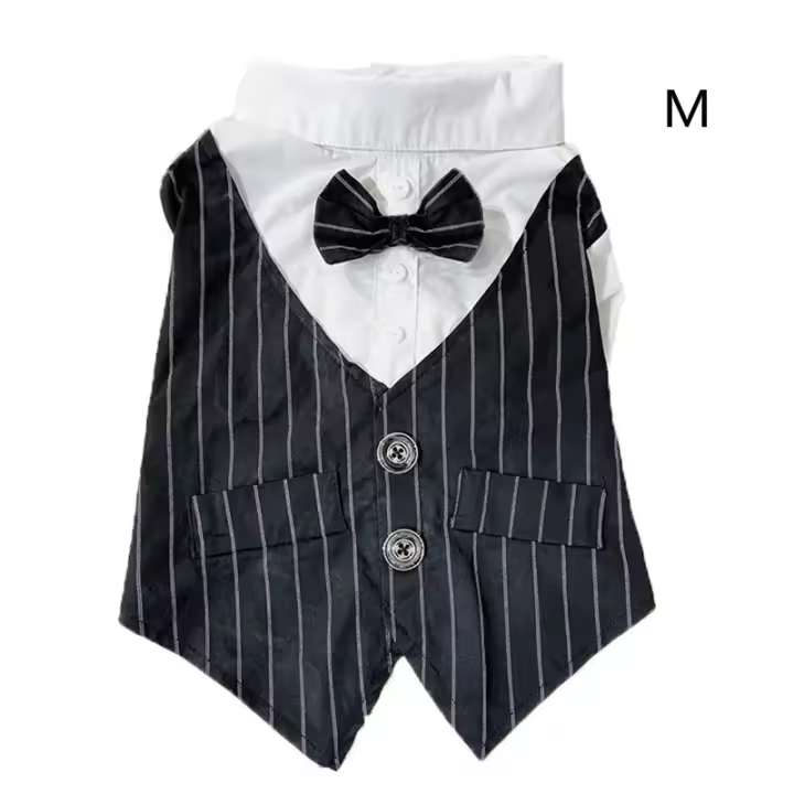 Traje Elegante para Mascotas Traje de Tuxedo con Lazo para Perros y Gatos - 1