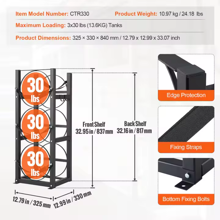 SucceBuy Rejilla para tanque de refrigerante - Soporte de cilindro para freón, gases, oxígeno y nitrógeno - 1