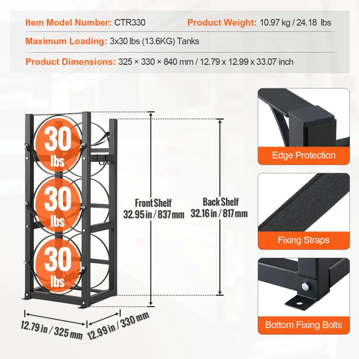SucceBuy Rejilla para tanque de refrigerante - Soporte de cilindro para freón, gases, oxígeno y nitrógeno - 1