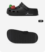 Lindo agujero zapatos de las mujeres de verano suelas gruesas aumentar la altura y antideslizante desgaste exterior sandalias de playa bolsa cabeza dos zapatillas de desgaste - details 14