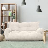 Sillon Puff con relleno incluido, sofás de dos plazas con asas portátiles, sillas de salón ergonómicas, puf interior para sala de estar, dormitorio, sala de juegos, beige - details 1