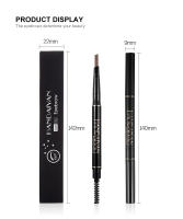 Lápiz de cejas de doble cabeza, alto pigmento, no se decolora, resistente al agua, duradero, lápiz de cejas de cinco colores, cosméticos para ojos para mujeres - details 7