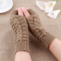 Guantes de medio dedo para Mujer, manoplas suaves y cálidas de lana, para el brazo, Invierno - details 9
