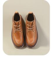 Cuero de vaca retro casual botas cortas de caña alta tendencia a juego de colores zapatos de cuero botas de herramientas - details 9