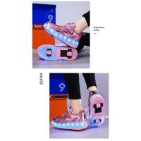 Zapatos de patín de 2 ruedas para mujer, zapatos de tendencia para niña con LED retráctil, zapatillas informales de doble propósito con ruedas - details 21