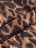Blazer corto con estampado de leopardo para mujer, chaqueta de traje alta con cuello de solapa de manga larga, trajes de otoño e invierno para mujer - details 6