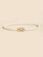 Cinturón tejido de perlas de imitación para mujer, elegante, fino, elástico, blanco, adorno de tendencia - details 1