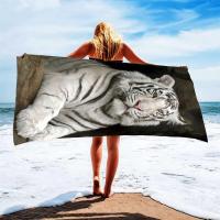 Toalla de piscina de secado rápido, ligera, absorbente, de microfibra con estampado de leopardo, tigres de playa, perfecta para hombres y mujeres - details 9