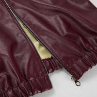 Abrigo grueso de piel sintética para mujer, ropa de calle de color rojo vino con solapa y cremallera, Túnica para otoño, 2024 - details 7