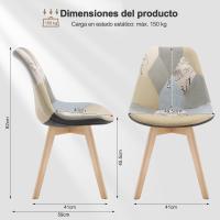 Silla Nórdica Multicolor con Resaldo Estilo Patchwork para Cocina BH29mf-4 - details 11