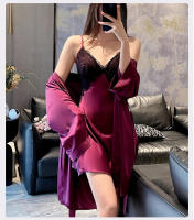 Elegante Vestido de Noche de Seda de Hielo Robe de Dormir de Alta Gama para Mujeres - details 12