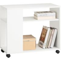 Mesa Auxiliar con 2 Estantes Consola Mesita de Noche con Ruedas Mesa Blanca Mesita 70 x 35 x 60 cm FBT34-W ES - details 0