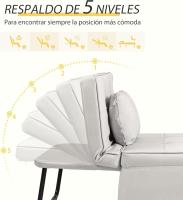 Sofá cama 3 en 1 individual tapizado en lino, sillón reclinable en 5 posiciones, silla de dormir convertible, reposapiés con reposacabezas para salón, carga 200 kg, 95x189x43 cm, gris - details 21