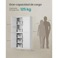 Armario de Garaje de 5 Estantes con 4 Puertas, Armario de Oficina, 40 x 80 x 180 cm, 2 Cerraduras, Estantes Ajustables, Gabinete de Metal, Gris Mate OMC016G01 - details 1
