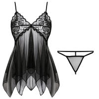 Camisón corto de encaje de seda para mujer, lencería Sexy sin mangas, picardías con cuello en V, ropa de dormir, vestido de noche, ropa interior - details 2