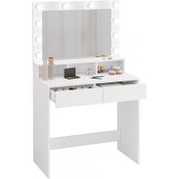 Mueble de Maquillaje Moderno con Luz LED y Espejo Grande Mesa de Vestidor de Estilo y Organización con 2 Cajones y 3 Compartimentos Abiertos - details 0