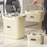 Cesta para ropa sucia con partición, cesta de almacenamiento de ropa sucia transpirable para el hogar, cubo de lavandería de plástico portátil para baño, 1 Uds. - details 8