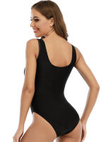 Traje de baño sexy de una pieza con hombros descubiertos, traje de baño de retazos de malla, monokini, negro, 2023 - details 3