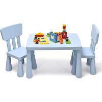 Juego de Mesa y Silla Infantil de Plástico Conjunto de 3 Piezas para Niños de 1-7 Años Azul - details 0